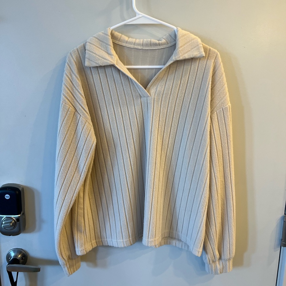 Cozy Cream Ribbed Pullover